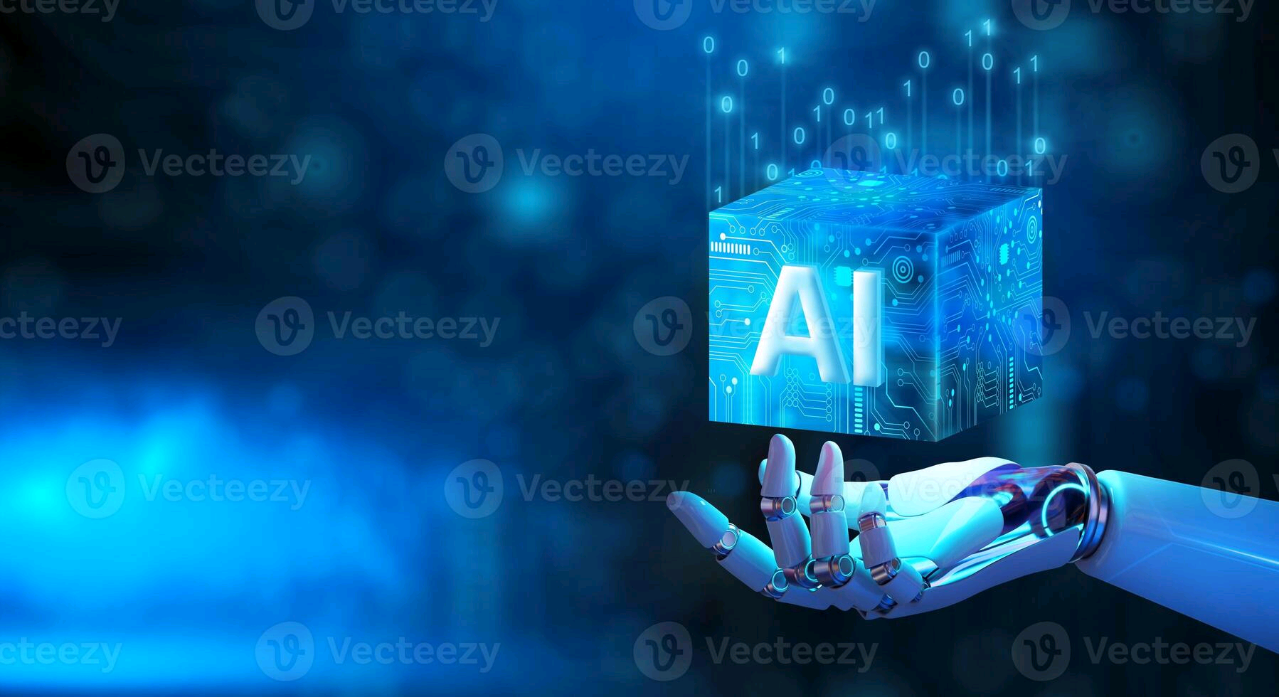 Ai processor chip of cube technology artificial intelligence learnability concept ai generative photo