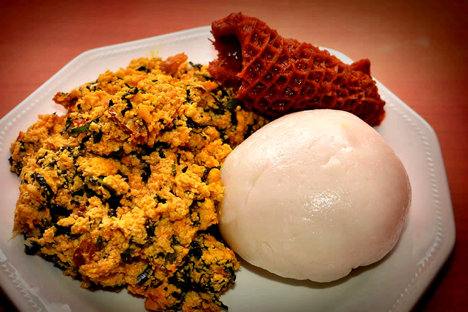 Pounded yam egusi soup