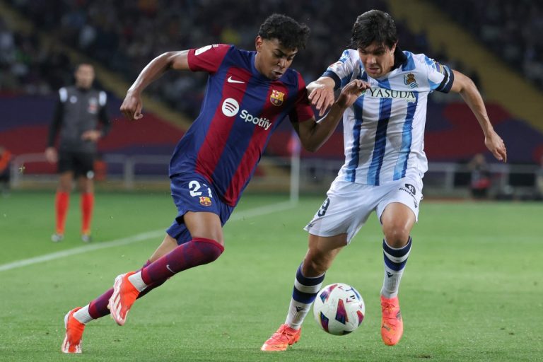 AFP 20240513 34RJ86A v1 Preview FblEspLigaBarcelonaRealSociedad 768x512